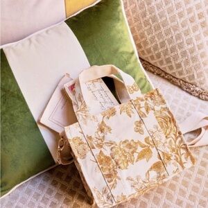 Sezane Mini Tote Bag Ochre Floral Cotton